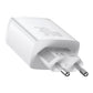 Nätadapter Baseus Compact Quick Charger, 2xUSB, USB-C, PD, 3A, 30W (vit)