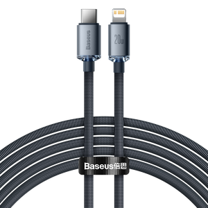 Baseus Crystal Shine-kabel USB-C till Lightning, 20W, PD, 2m (svart)