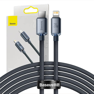 Baseus Crystal Shine-kabel USB-C till Lightning, 20W, PD, 2m (svart)