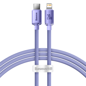 Baseus Crystal Shine-kabel USB-C till Lightning, 20W, PD, 1,2 m (lila)