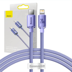 Baseus Crystal Shine-kabel USB-C till Lightning, 20W, PD, 1,2 m (lila)