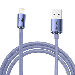 Baseus Crystal Shine-kabel USB till Lightning, 2,4A, 2m (lila)