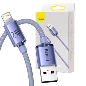 Baseus Crystal Shine-kabel USB till Lightning, 2,4A, 2m (lila)