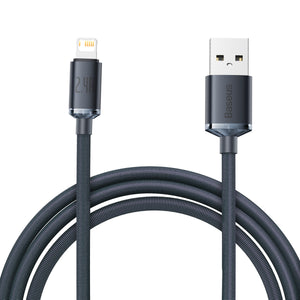 Baseus Crystal Shine-kabel USB till Lightning, 2,4A, 2m (svart)