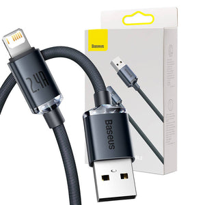 Baseus Crystal Shine-kabel USB till Lightning, 2,4A, 2m (svart)
