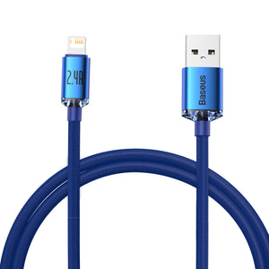 Baseus Crystal Shine-kabel USB till Lightning, 2,4A, 1,2m (blå)