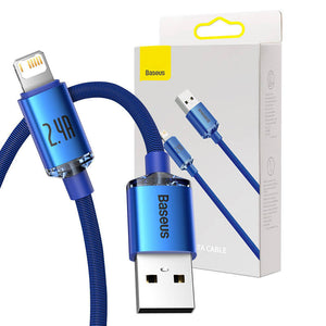 Baseus Crystal Shine-kabel USB till Lightning, 2,4A, 1,2m (blå)