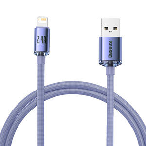 Baseus Crystal Shine-kabel USB till Lightning, 2,4A, 1,2m (lila)