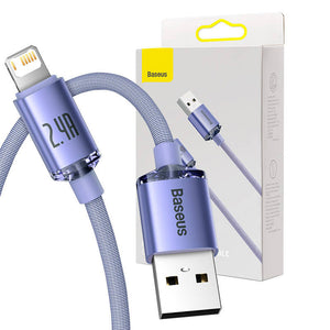Baseus Crystal Shine-kabel USB till Lightning, 2,4A, 1,2m (lila)