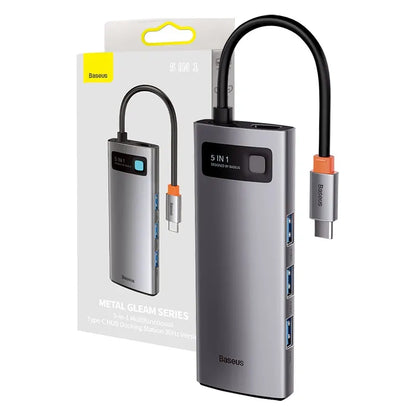 Adapter 5in1 Baseus Hub USB-C kuni 3x USB 3.0 + HDMI + USB-C PD