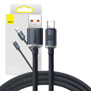 Baseus Crystal Shine-kabel USB till USB-C, 100W, 1,2 m (svart)