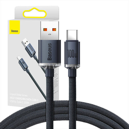 Baseus Crystal Shine kaabel USB-st USB-C-le, 100W, 1,2 m (must)