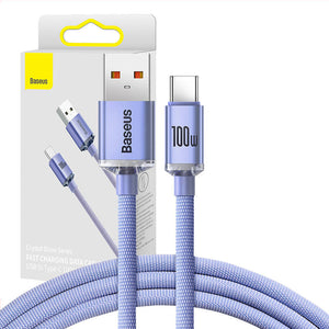 Baseus Crystal Shine-kabel USB till USB-C, 5A, 1,2 m (lila)
