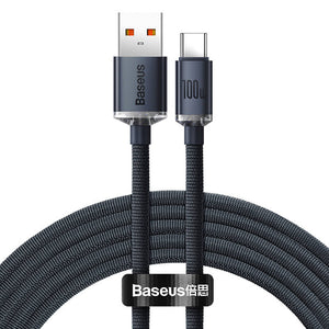 Baseus Crystal Shine-kabel USB till USB-C, 100W, 2m (svart)