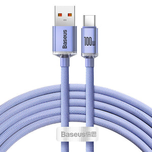 Baseus Crystal Shine-kabel USB till USB-C, 100W, 2m (lila)