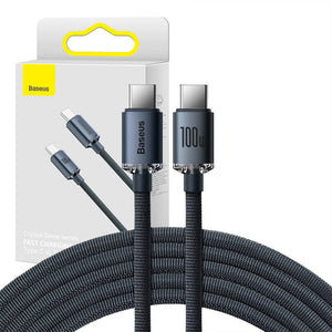 Baseus Crystal Shine-kabel USB-C till USB-C, 100W, 1,2m (svart)