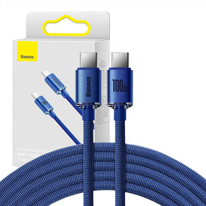 Baseus Crystal Shine-kabel USB-C till USB-C, 100W, 1,2 m (blå)