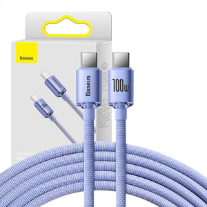 Baseus Crystal Shine-kabel USB-C till USB-C, 100W, 1,2 m (lila)