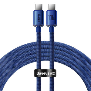 Baseus Crystal Shine-kabel USB-C till USB-C, 100W, 2m (blå)