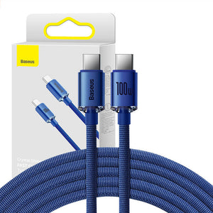 Baseus Crystal Shine-kabel USB-C till USB-C, 100W, 2m (blå)
