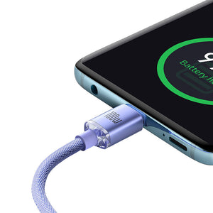 Baseus Crystal Shine-kabel USB-C till USB-C, 100W, 2m (lila)