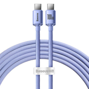 Baseus Crystal Shine-kabel USB-C till USB-C, 100W, 2m (lila)