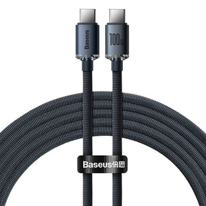 Baseus Crystal Shine kabelis USB-C uz USB-C, 100W, 2m (melns)