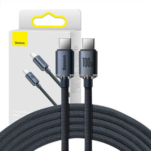 Baseus Crystal Shine kabelis USB-C uz USB-C, 100W, 2m (melns)