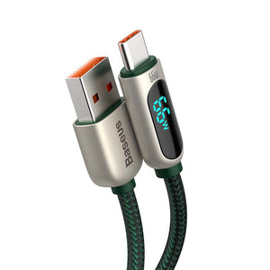Baseus Display kaabel USB-st Type-C-ks, 66W, 1m (roheline)