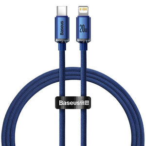 Baseus Crystal kaabel USB-C kuni Lightning, 20W, 1,2m (sinine)