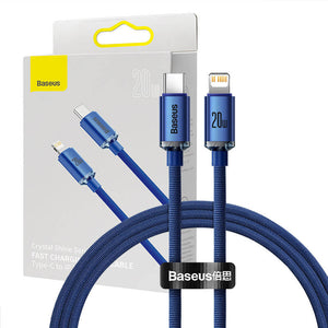 Baseus Crystal kaabel USB-C kuni Lightning, 20W, 1,2m (sinine)