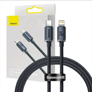 Baseus Crystal-kabel USB-C till Lightning, 20W, PD, 1,2 m (svart)