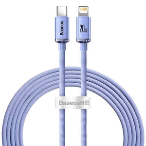 Baseus Crystal-kabel USB-C till Lightning, 20W, PD, 2m (violett)