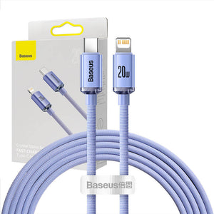 Baseus Crystal-kabel USB-C till Lightning, 20W, PD, 2m (violett)