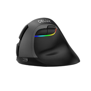 Wireless Vertical Mouse Delux M618Mini BT+2.4G RGB 4000DPI (Iron Gray)