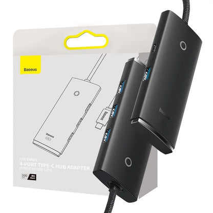 Hub 4i1 Baseus Lite Series USB-C til 4x USB 3.0 + USB-C, 2m (Sort)
