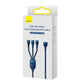 3in1 USB cable Baseus Flash Series, USB-C + micro USB + Lightning, 100W, 1.2m (blue)