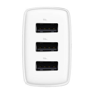 Baseus Kompakt Snabbladdare, 3x USB, 17W (Vit)