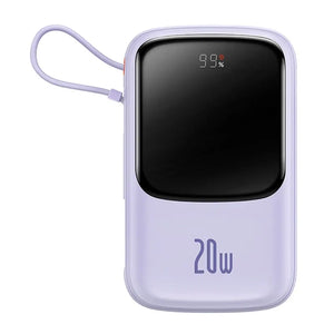 Powerbank Baseus Qpow Pro with Lightning cable, USB-C, USB, 10000mAh, 20W (purple)