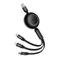 Baseus Bright Mirror 3, USB 3-ühes kaabel micro USB / USB-C / Lightning 66W / 2A 1,1m (must)