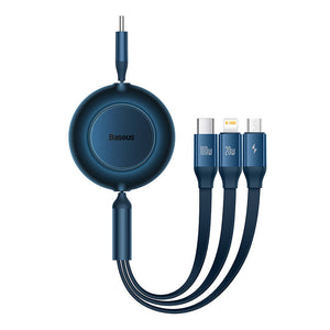 USB-C 3-ühes kaabel Baseus Bright Mirror 4 mikro USB / USB-C / Lightning 100W / 3,5A 1,1m (sinine)
