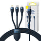 3in1 USB cable Baseus Flash Series 2, USB-C + micro USB + Lightning, 100W, 1.5m (blue)