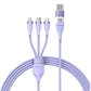 3in1 USB cable Baseus Flash Series 2, USB-C + micro USB + Lightning, 100W, 1.5m (purple)