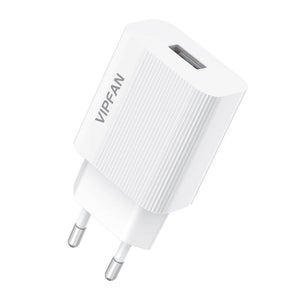 Mains charger VFAN E01, 1x USB, 2.4A + Micro USB cable (white)