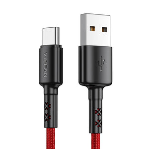 USB to USB-C cable VFAN X02, 3A, 1.8m (red)