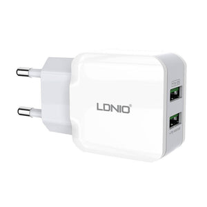 Sienas lādētājs LDNIO A2202, 2x USB, 12W (balts)