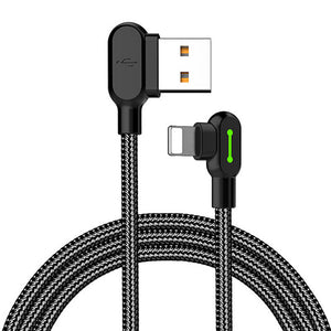Leņķa USB Lightning kabelis Mcdodo CA-4671 LED, 1,2 m (melns)