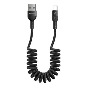 USB pavasara kabelis uz USB-C Mcdodo Omega CA-6420 1.8m (melns)