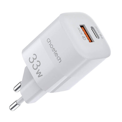 Sienas lādētājs Choetech, 33W, PD5006 A+C dubultais ports (balts)