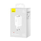 Wall charger Baseus GaN5 Pro 2xUSB-C + USB, 65W (white)
